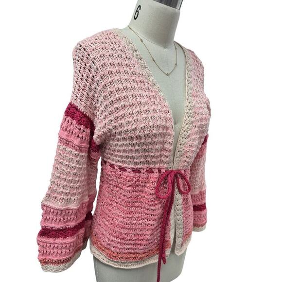 Sundance Free In Spirit Open Front Cardigan Knit Pink Sz S - Picture 5 of 9